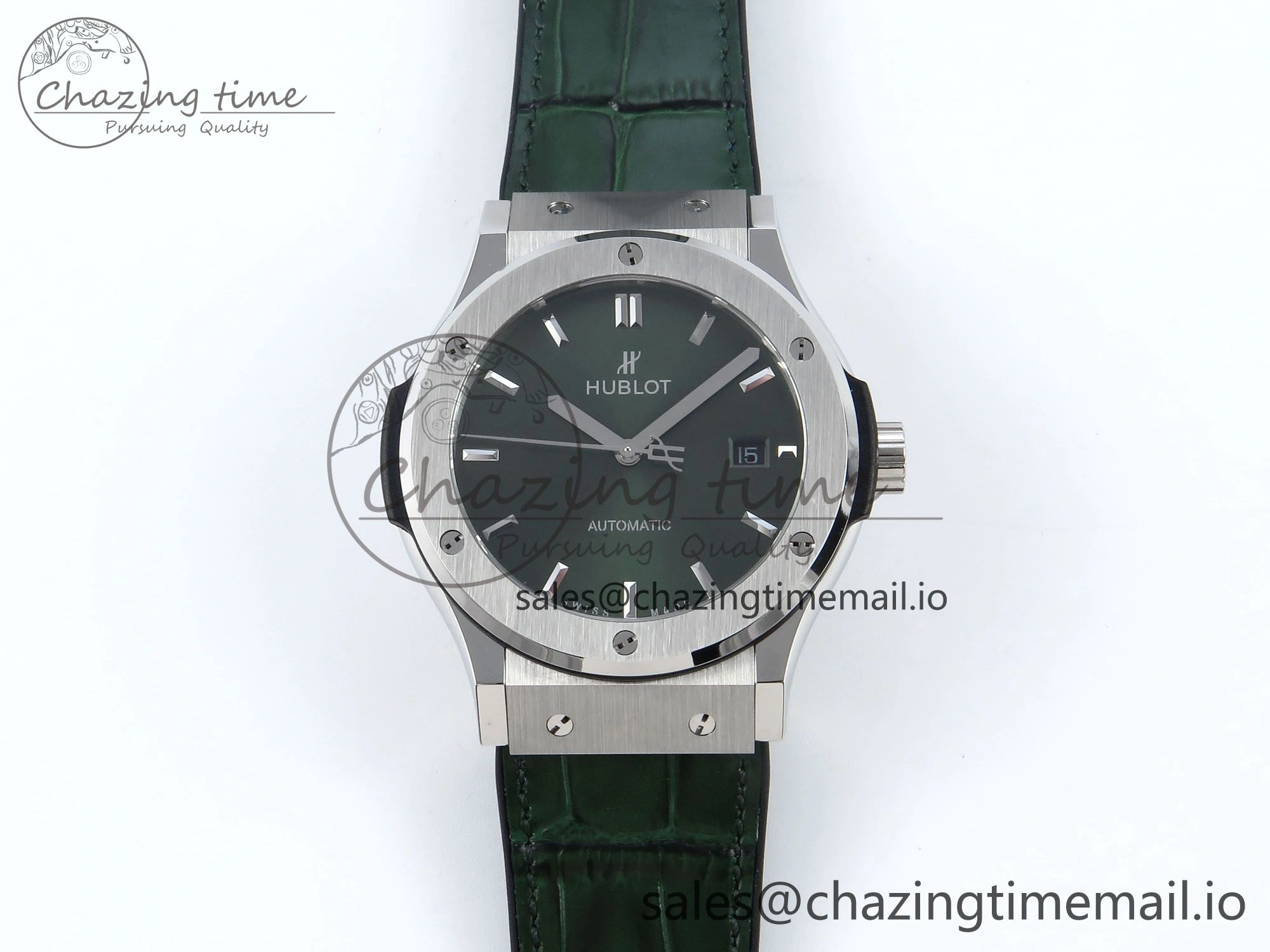 Classic Fusion Bang 42mm HBF 1:1 Best Edition Green Dial on Green Leather Strap A2892