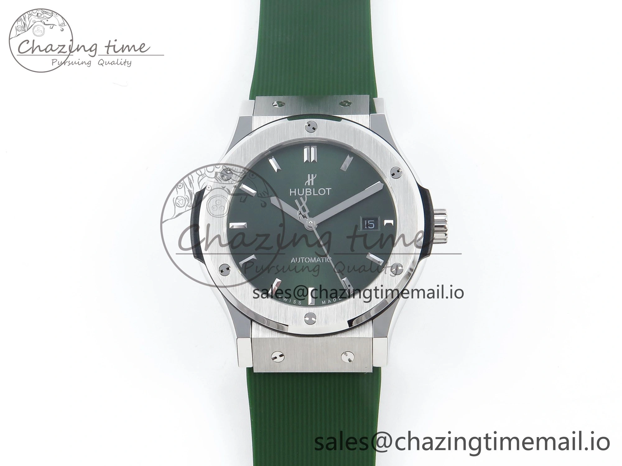 Classic Fusion Bang 42mm HBF 1:1 Best Edition Green Dial on Green Rubber Strap A2892