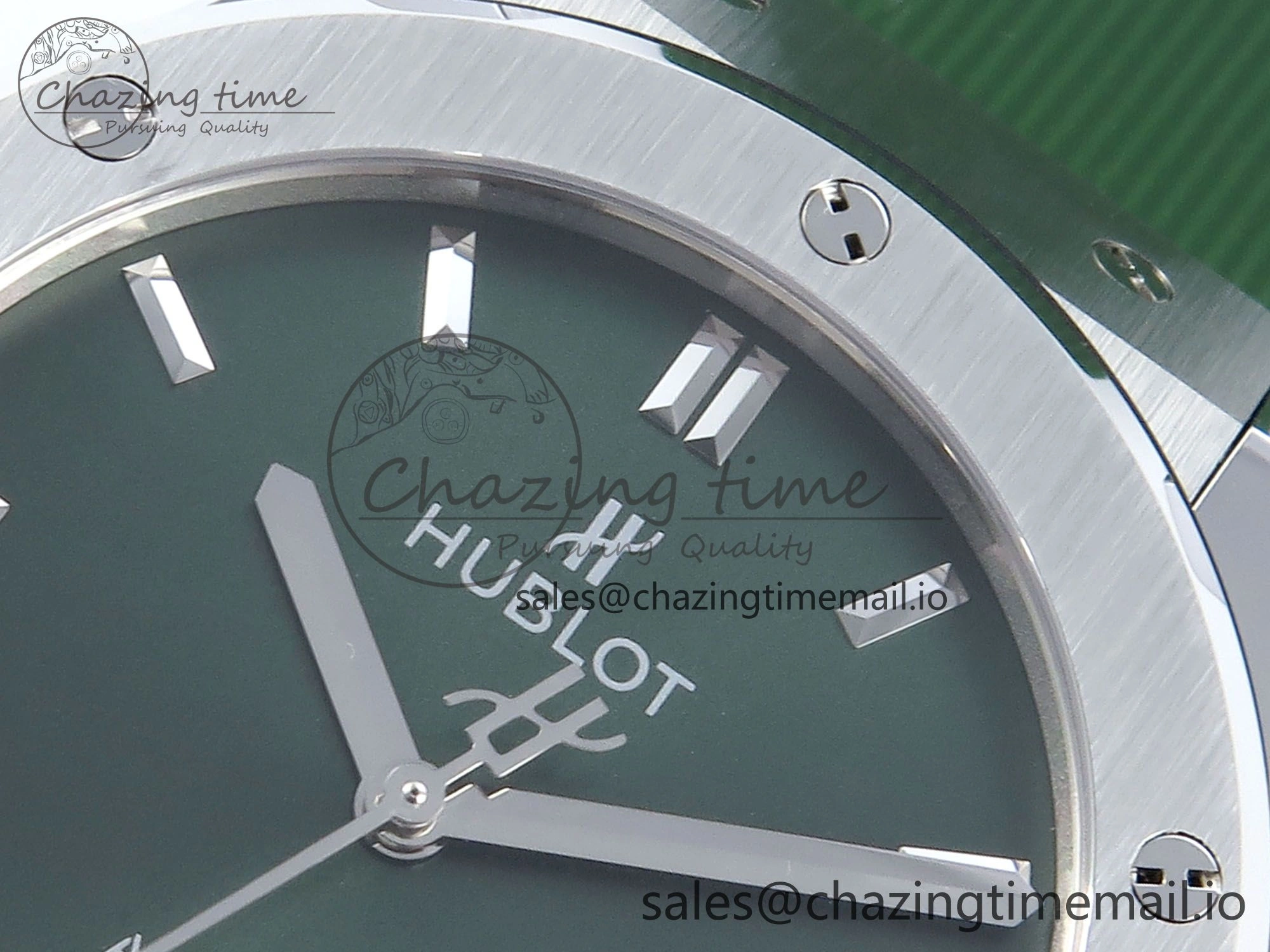 Classic Fusion Bang 42mm HBF 1:1 Best Edition Green Dial on Green Rubber Strap A2892