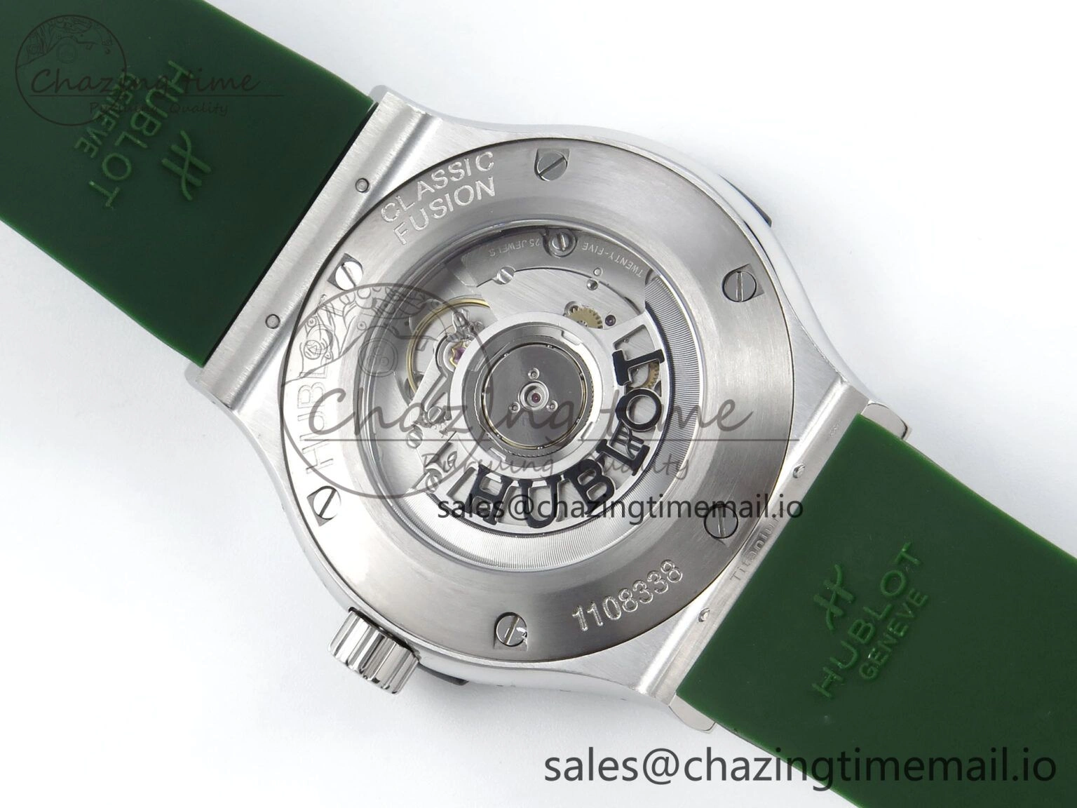 Classic Fusion Bang 42mm HBF 1:1 Best Edition Green Dial on Green Rubber Strap A2892