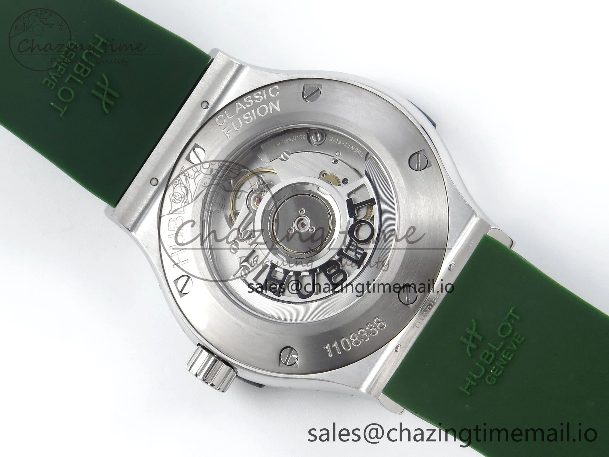 Classic Fusion Bang 42mm HBF 1:1 Best Edition Green Dial on Green Rubber Strap A2892
