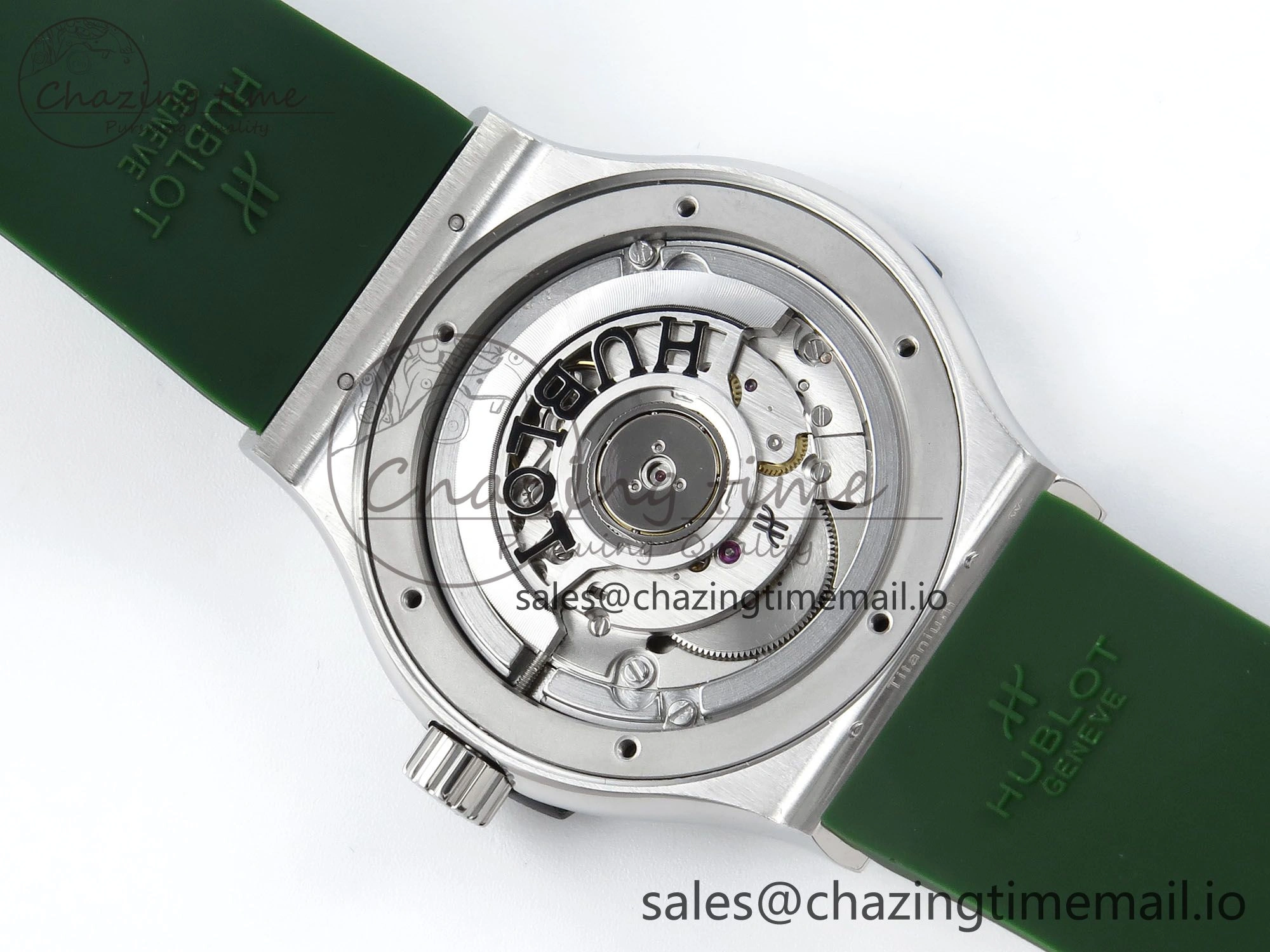 Classic Fusion Bang 42mm HBF 1:1 Best Edition Green Dial on Green Rubber Strap A2892