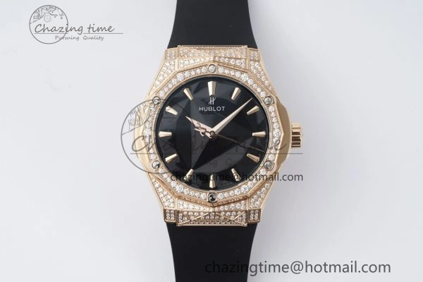 Classic Fusion Orlinski RG APSF 1:1 Best Edtion Black Faceted Dial Diamonds Bezel on Black Rubber Strap A2892