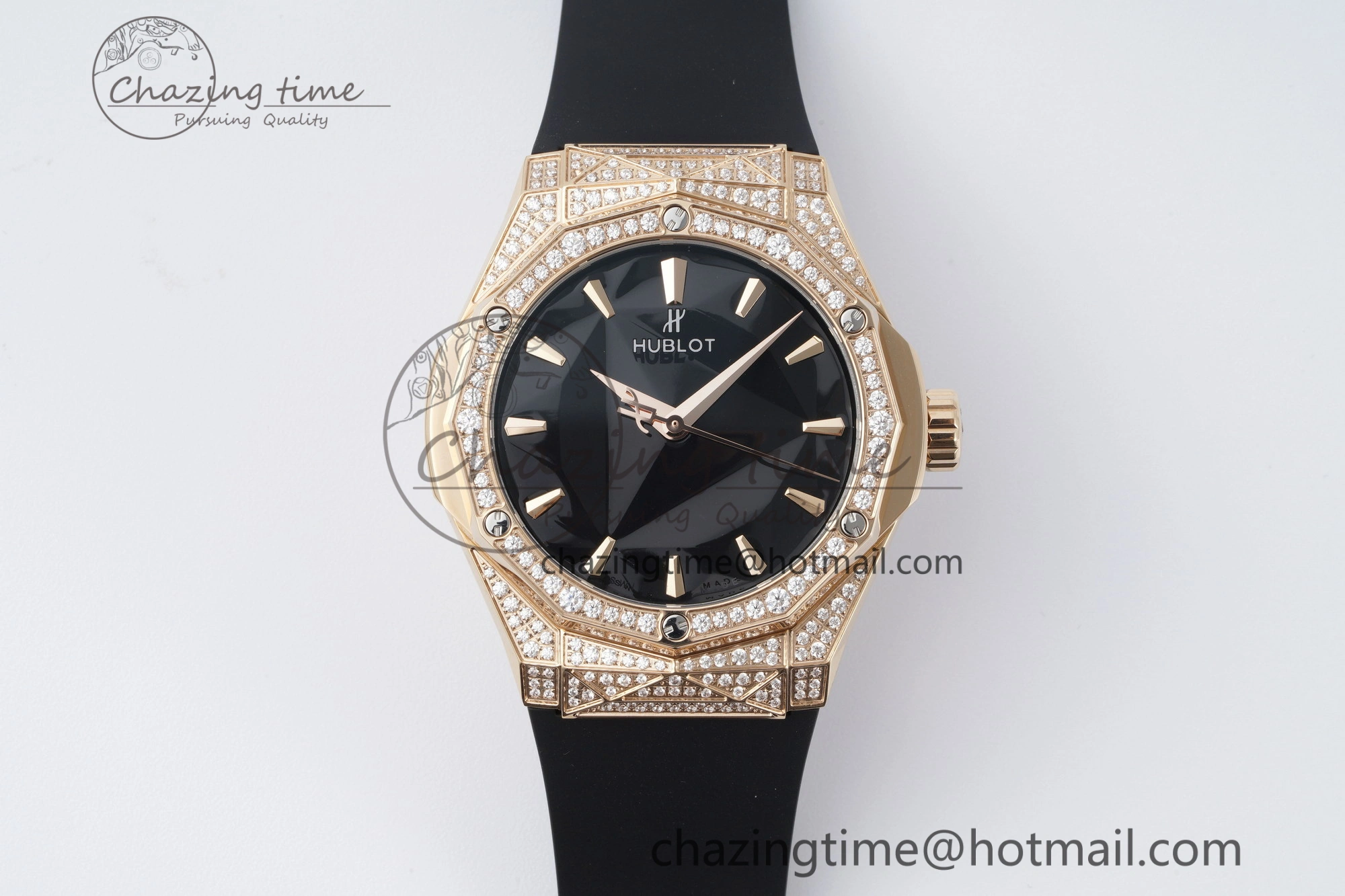 Classic Fusion Orlinski RG APSF 1:1 Best Edtion Black Faceted Dial Diamonds Bezel on Black Rubber Strap A2892