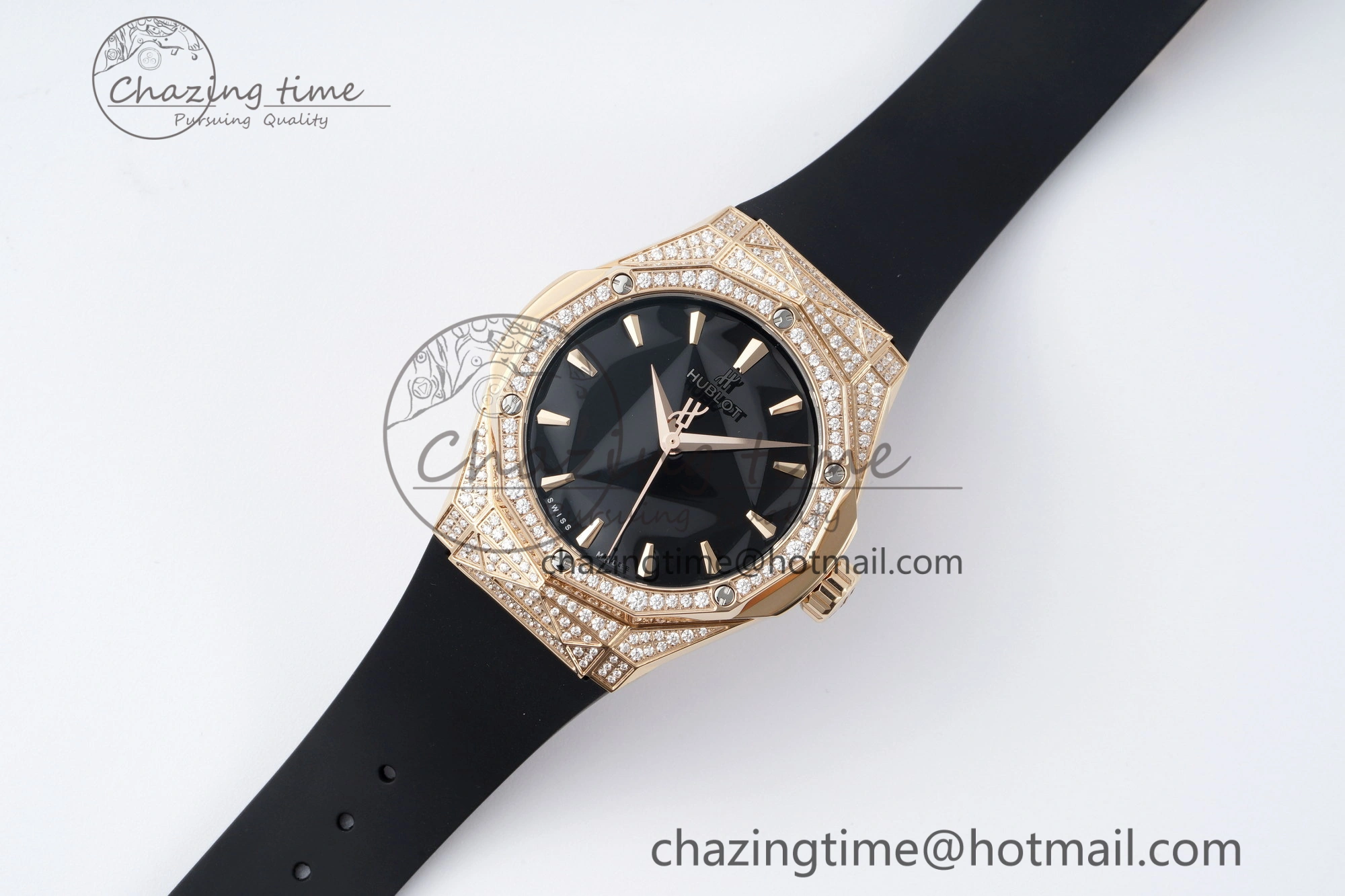 Classic Fusion Orlinski RG APSF 1:1 Best Edtion Black Faceted Dial Diamonds Bezel on Black Rubber Strap A2892