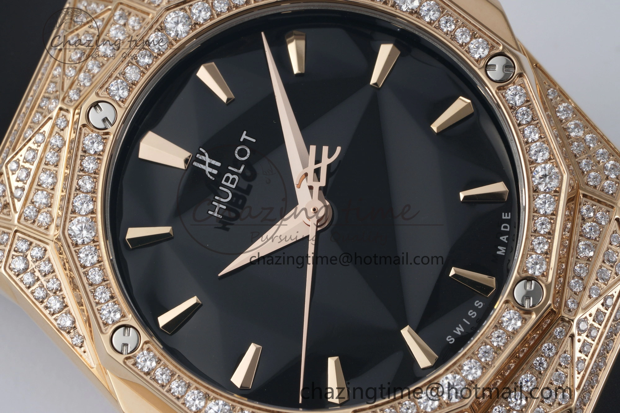 Classic Fusion Orlinski RG APSF 1:1 Best Edtion Black Faceted Dial Diamonds Bezel on Black Rubber Strap A2892
