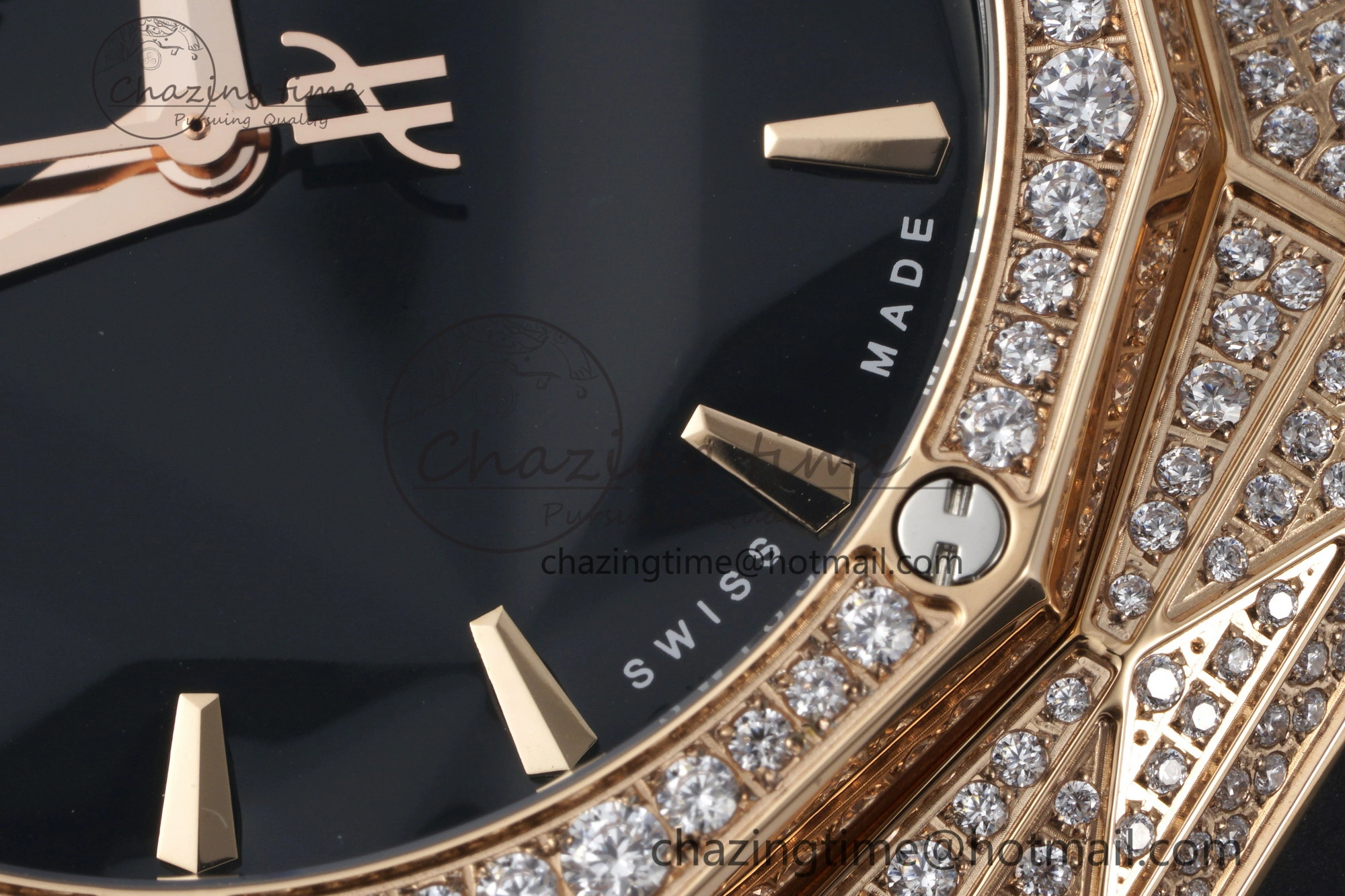 Classic Fusion Orlinski RG APSF 1:1 Best Edtion Black Faceted Dial Diamonds Bezel on Black Rubber Strap A2892