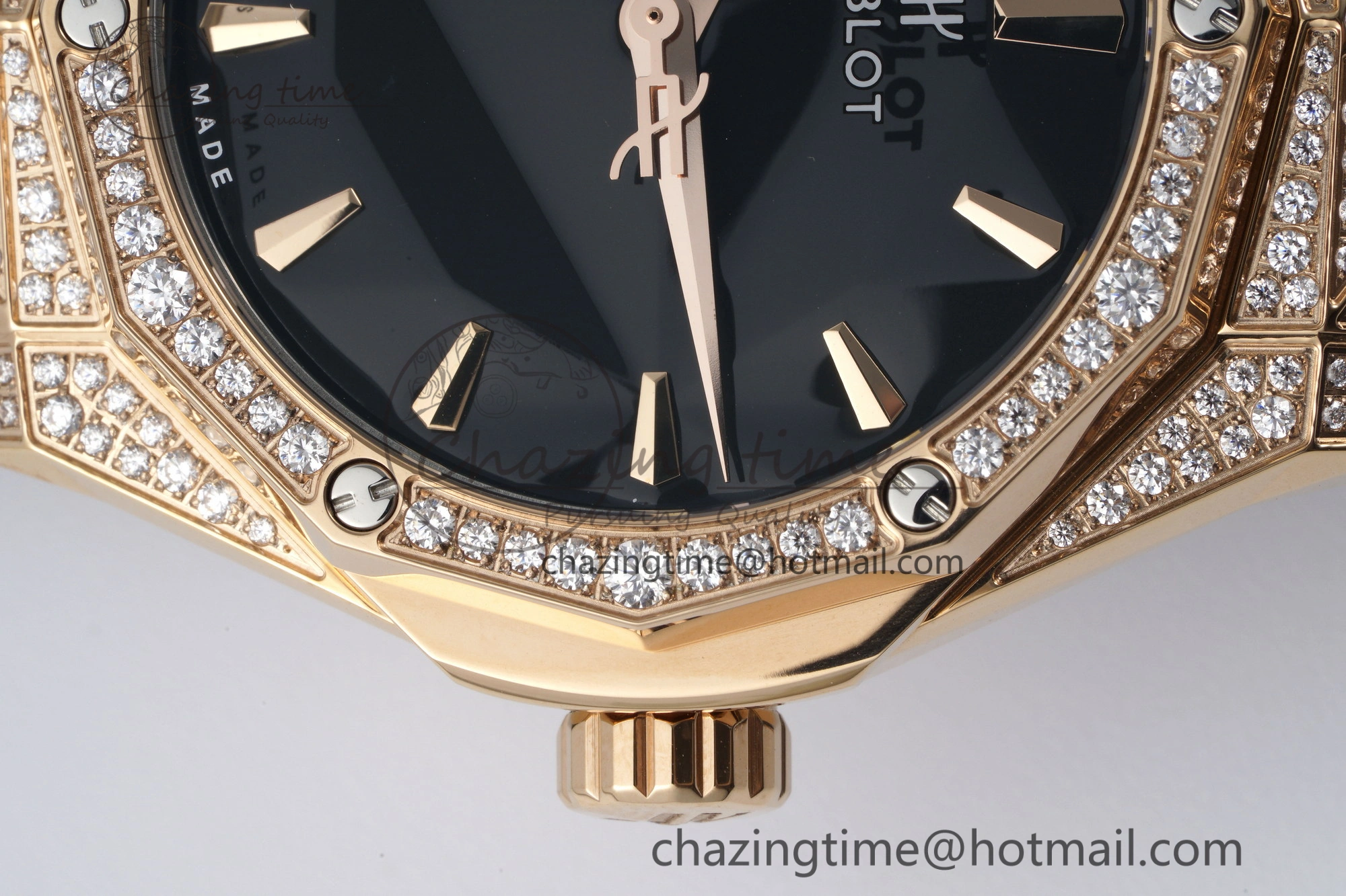 Classic Fusion Orlinski RG APSF 1:1 Best Edtion Black Faceted Dial Diamonds Bezel on Black Rubber Strap A2892