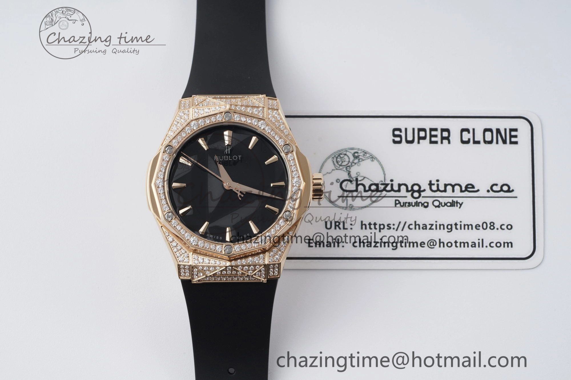 Classic Fusion Orlinski RG APSF 1:1 Best Edtion Black Faceted Dial Diamonds Bezel on Black Rubber Strap A2892