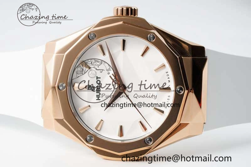 Classic Fusion Orlinski RG APSF 1:1 Best Edtion White Faceted Dial on White Rubber Strap A2892