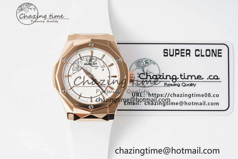 Classic Fusion Orlinski RG APSF 1:1 Best Edtion White Faceted Dial on White Rubber Strap A2892