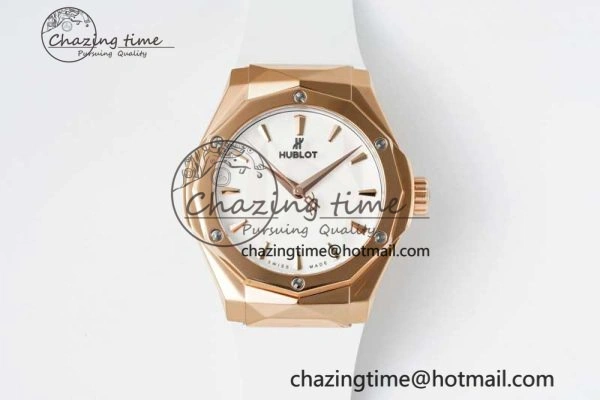 Classic Fusion Orlinski RG APSF 1:1 Best Edtion White Faceted Dial on White Rubber Strap A2892