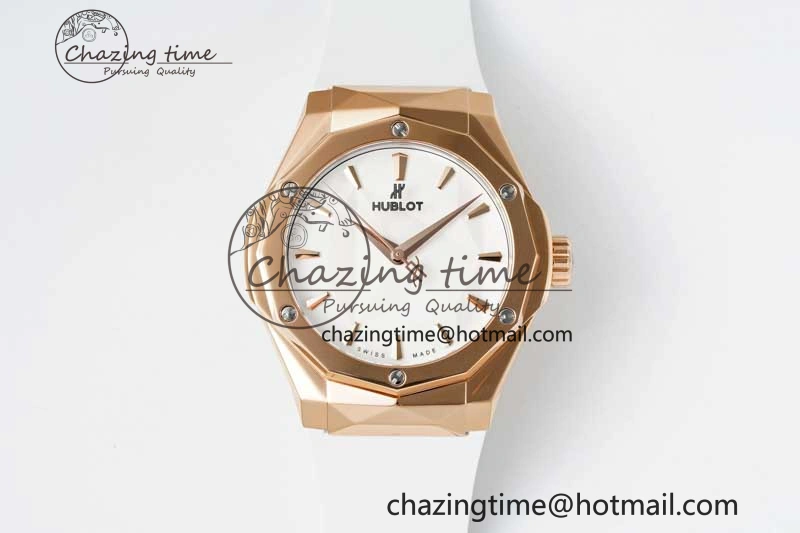 Classic Fusion Orlinski RG APSF 1:1 Best Edtion White Faceted Dial on White Rubber Strap A2892