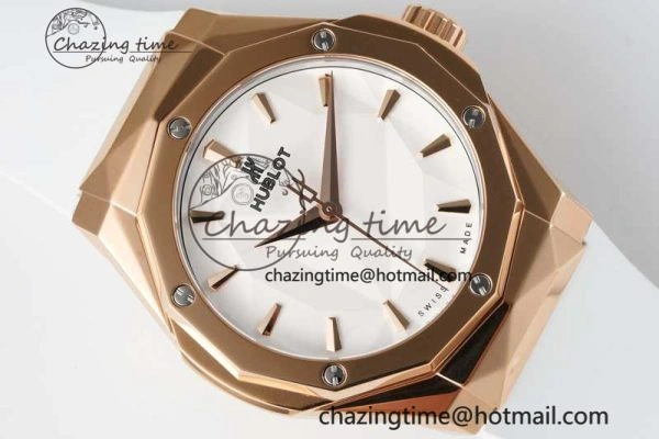 Classic Fusion Orlinski RG APSF 1:1 Best Edtion White Faceted Dial on White Rubber Strap A2892