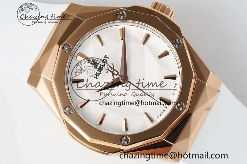 Classic Fusion Orlinski RG APSF 1:1 Best Edtion White Faceted Dial on White Rubber Strap A2892