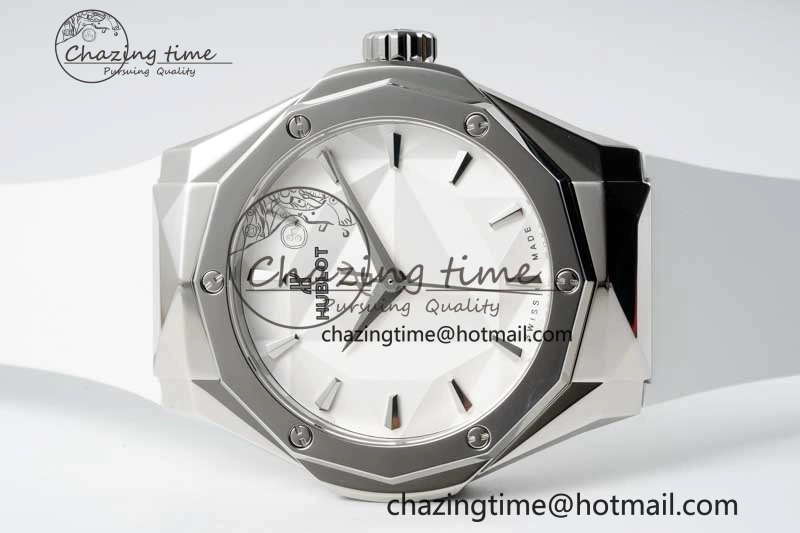 Classic Fusion Orlinski SS APSF 1:1 Best Edtion White Faceted Dial on White Rubber Strap A2892