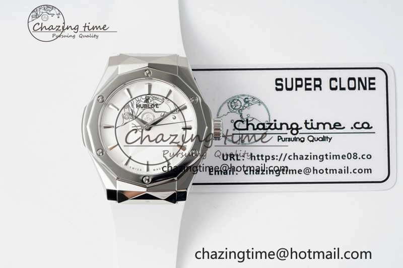Classic Fusion Orlinski SS APSF 1:1 Best Edtion White Faceted Dial on White Rubber Strap A2892