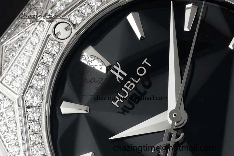 Classic Fusion Orlinski SS Full Diamonds APSF 1:1 Best Edtion Black Faceted Dial on Black Rubber Strap A2892