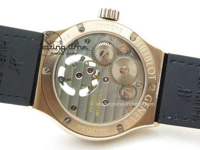 Classic Fusion RG Black Dial Flying Tourbillion On Gummy Strap