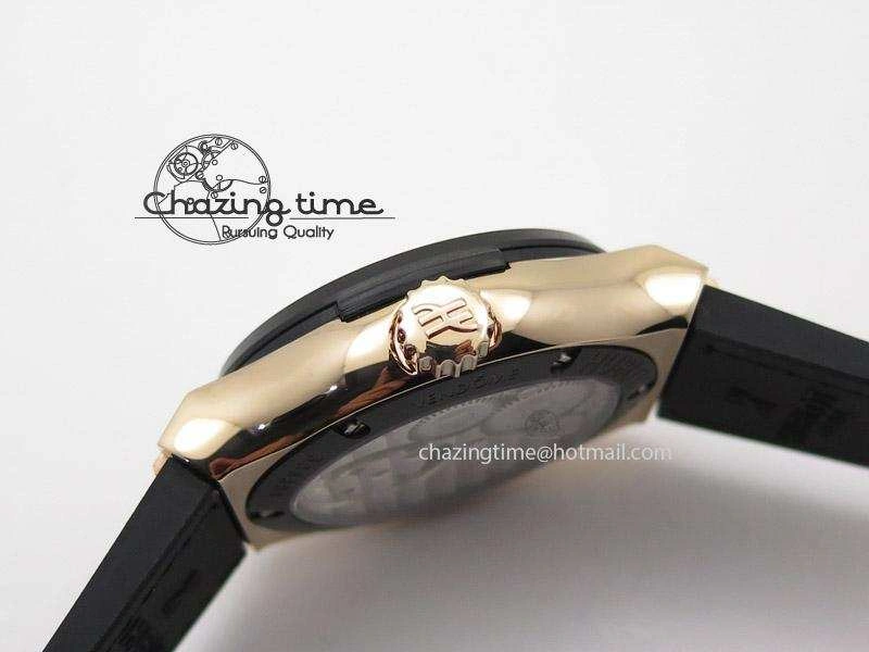 Classic Fusion RG Black Dial Flying Tourbillion On Gummy Strap