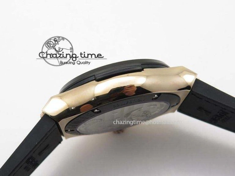 Classic Fusion RG Black Dial Flying Tourbillion On Gummy Strap
