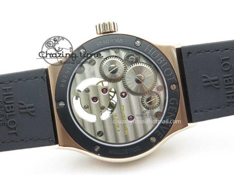 Classic Fusion RG Black Dial Flying Tourbillion On Gummy Strap