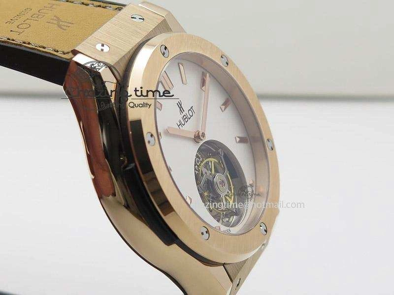 Classic Fusion RG White Dial Flying Tourbillion On Gummy Strap
