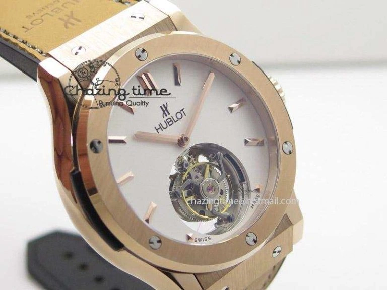 Classic Fusion RG White Dial Flying Tourbillion On Gummy Strap