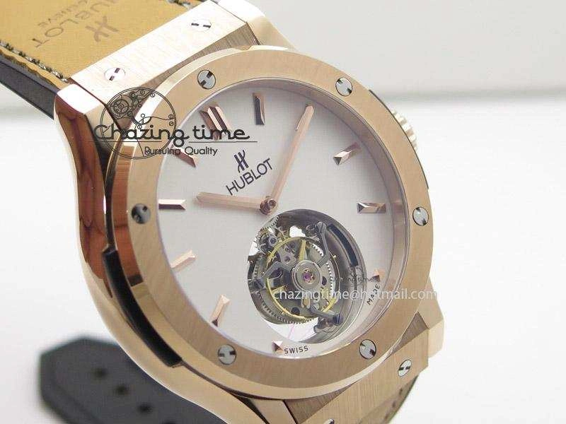 Classic Fusion RG White Dial Flying Tourbillion On Gummy Strap