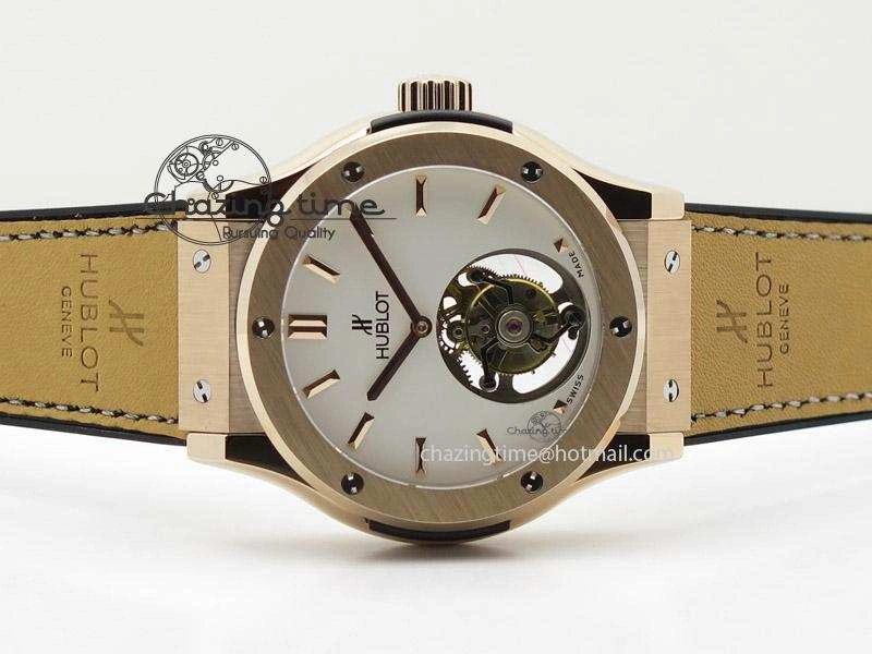 Classic Fusion RG White Dial Flying Tourbillion On Gummy Strap