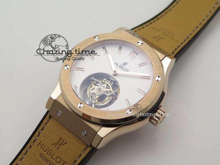 Classic Fusion RG White Dial Flying Tourbillion On Gummy Strap