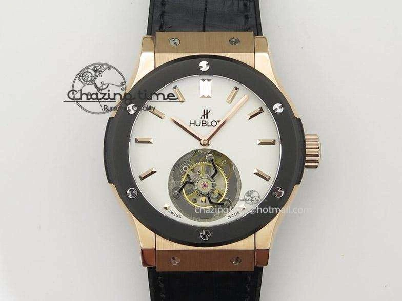 Classic Fusion RG White Dial Flying Tourbillion On Gummy Strap