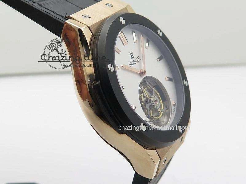 Classic Fusion RG White Dial Flying Tourbillion On Gummy Strap