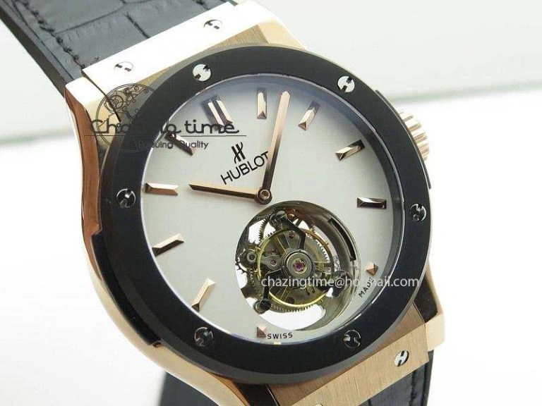 Classic Fusion RG White Dial Flying Tourbillion On Gummy Strap
