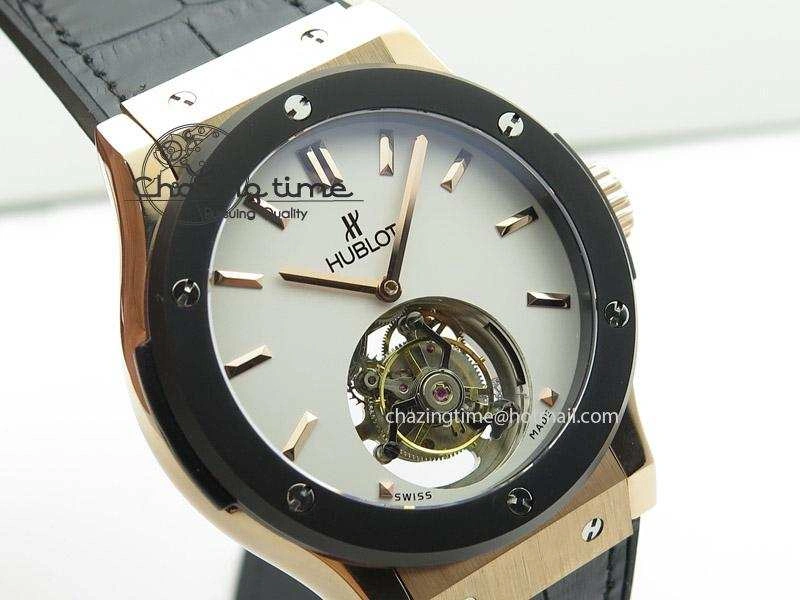 Classic Fusion RG White Dial Flying Tourbillion On Gummy Strap