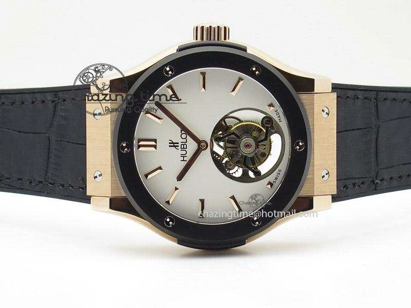 Classic Fusion RG White Dial Flying Tourbillion On Gummy Strap