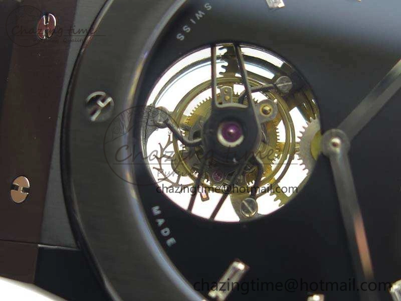 Classic Fusion Real Tourbillon 45mm PVD TF Best Edition Black Dial On Gummy Strap