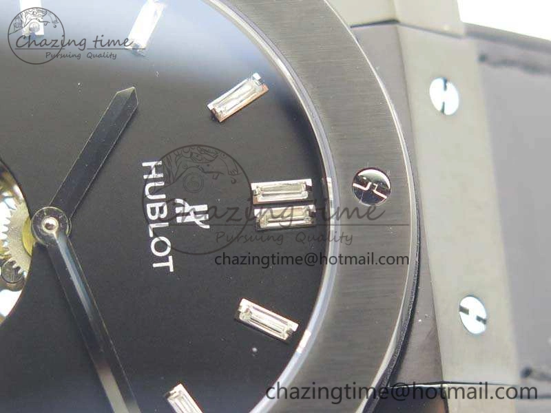 Classic Fusion Real Tourbillon 45mm PVD TF Best Edition Black Dial On Gummy Strap