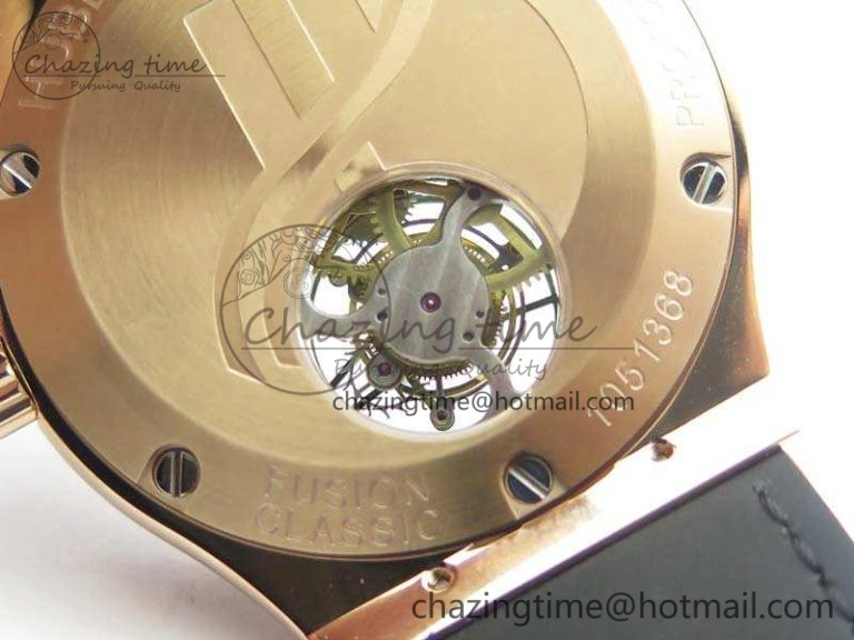 Classic Fusion Real Tourbillon 45mm RG TF Best Edition White Dial On Black Gummy Strap