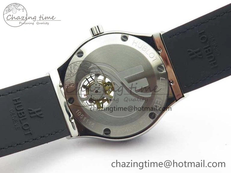 Classic Fusion Real Tourbillon 45mm SS TF Best Edition Black Dial On Gummy Strap