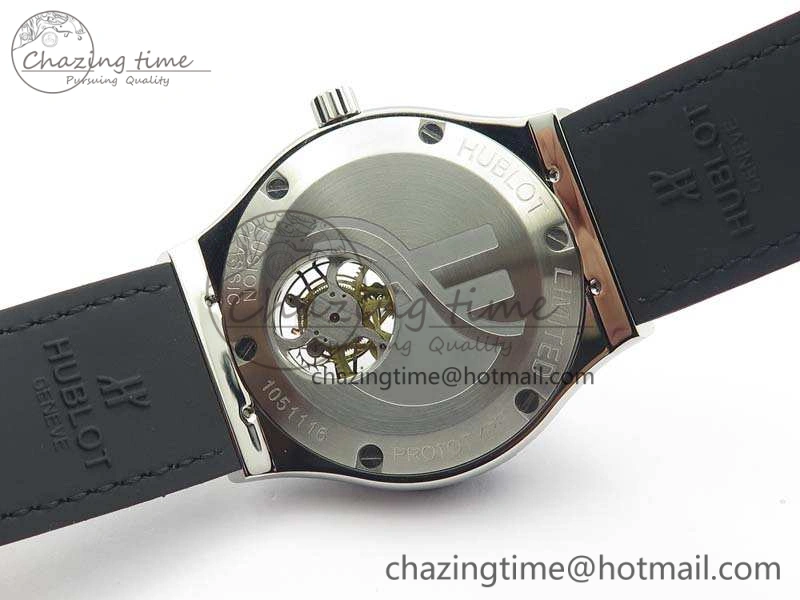 Classic Fusion Real Tourbillon 45mm SS TF Best Edition Black Dial On Gummy Strap
