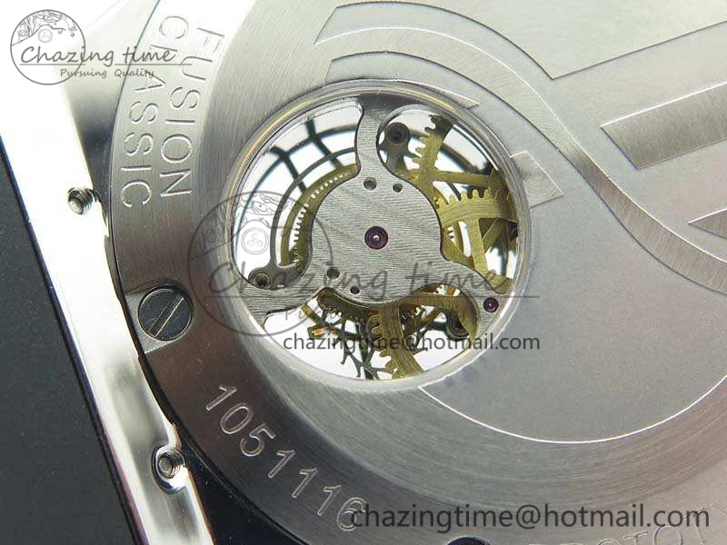 Classic Fusion Real Tourbillon 45mm SS TF Best Edition Black Dial On Gummy Strap