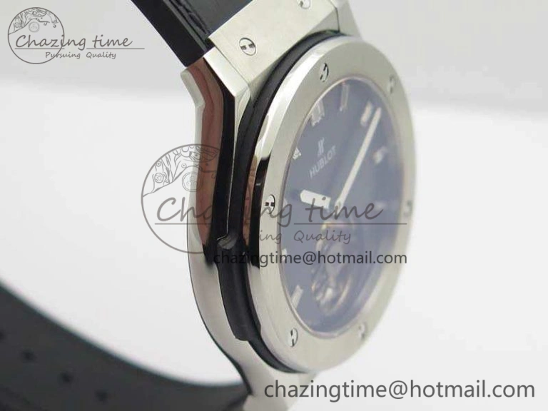 Classic Fusion Real Tourbillon 45mm SS TF Best Edition Black Dial On Gummy Strap