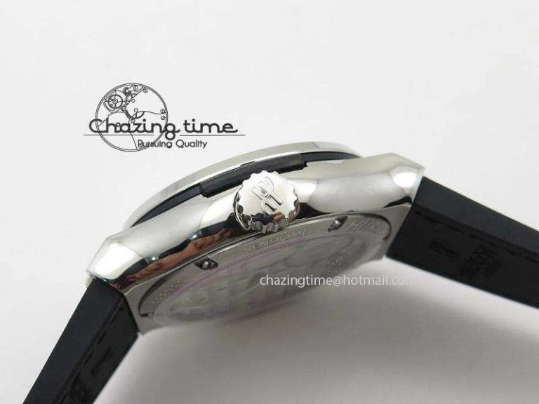Classic Fusion SS Black Dial Flying Tourbillion On Gummy Strap