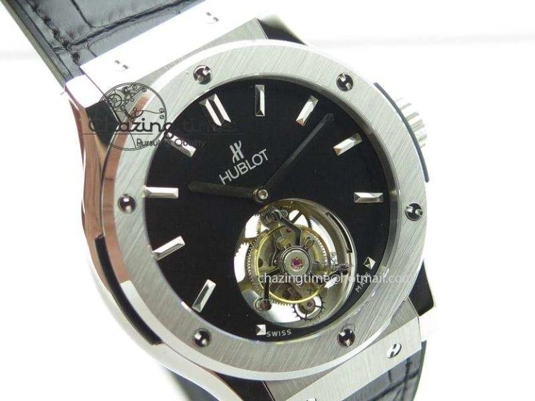 Classic Fusion SS Black Dial Flying Tourbillion On Gummy Strap