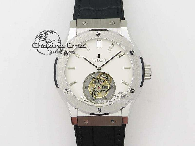 Classic Fusion SS White Dial Flying Tourbillion On Gummy Strap