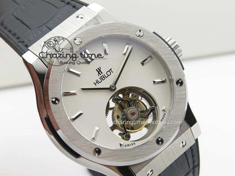 Classic Fusion SS White Dial Flying Tourbillion On Gummy Strap