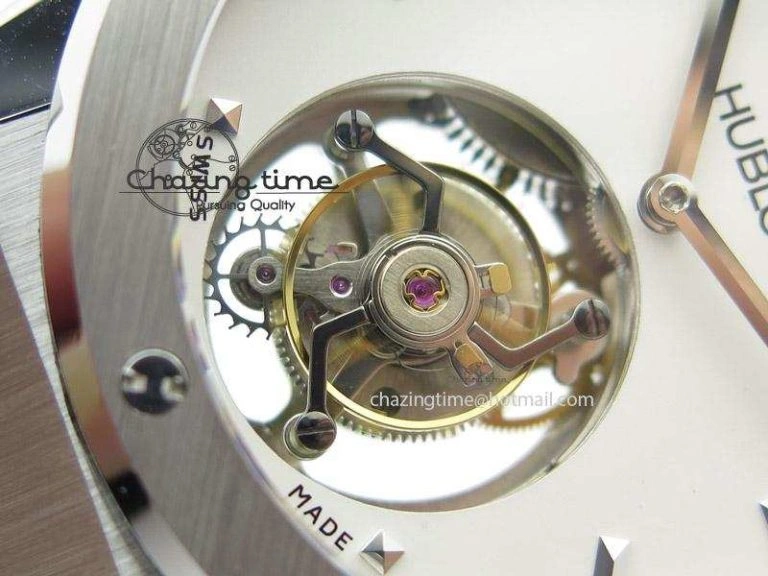 Classic Fusion SS White Dial Flying Tourbillion On Gummy Strap