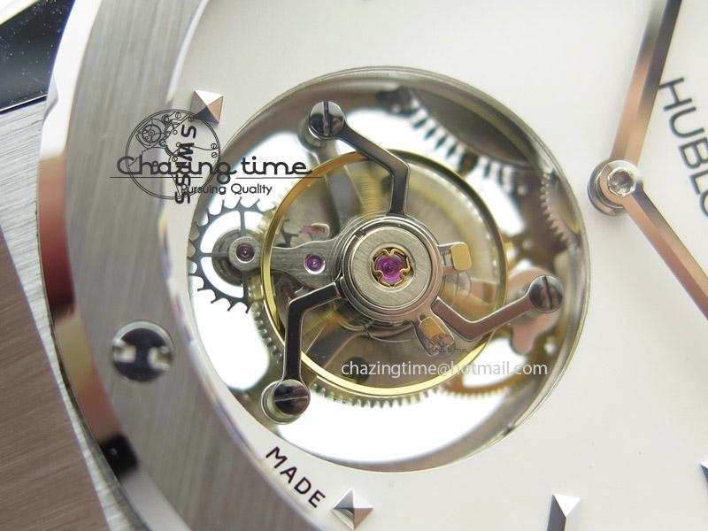 Classic Fusion SS White Dial Flying Tourbillion On Gummy Strap