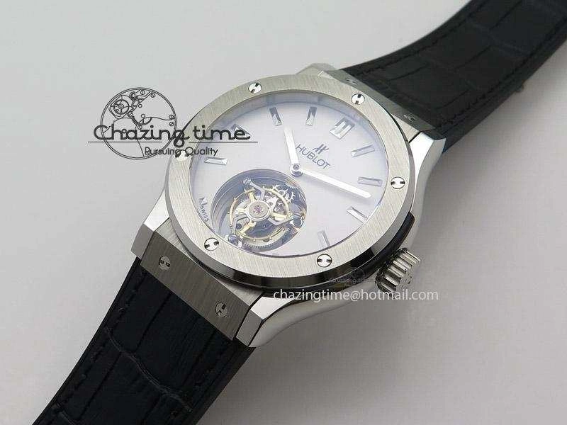 Classic Fusion SS White Dial Flying Tourbillion On Gummy Strap